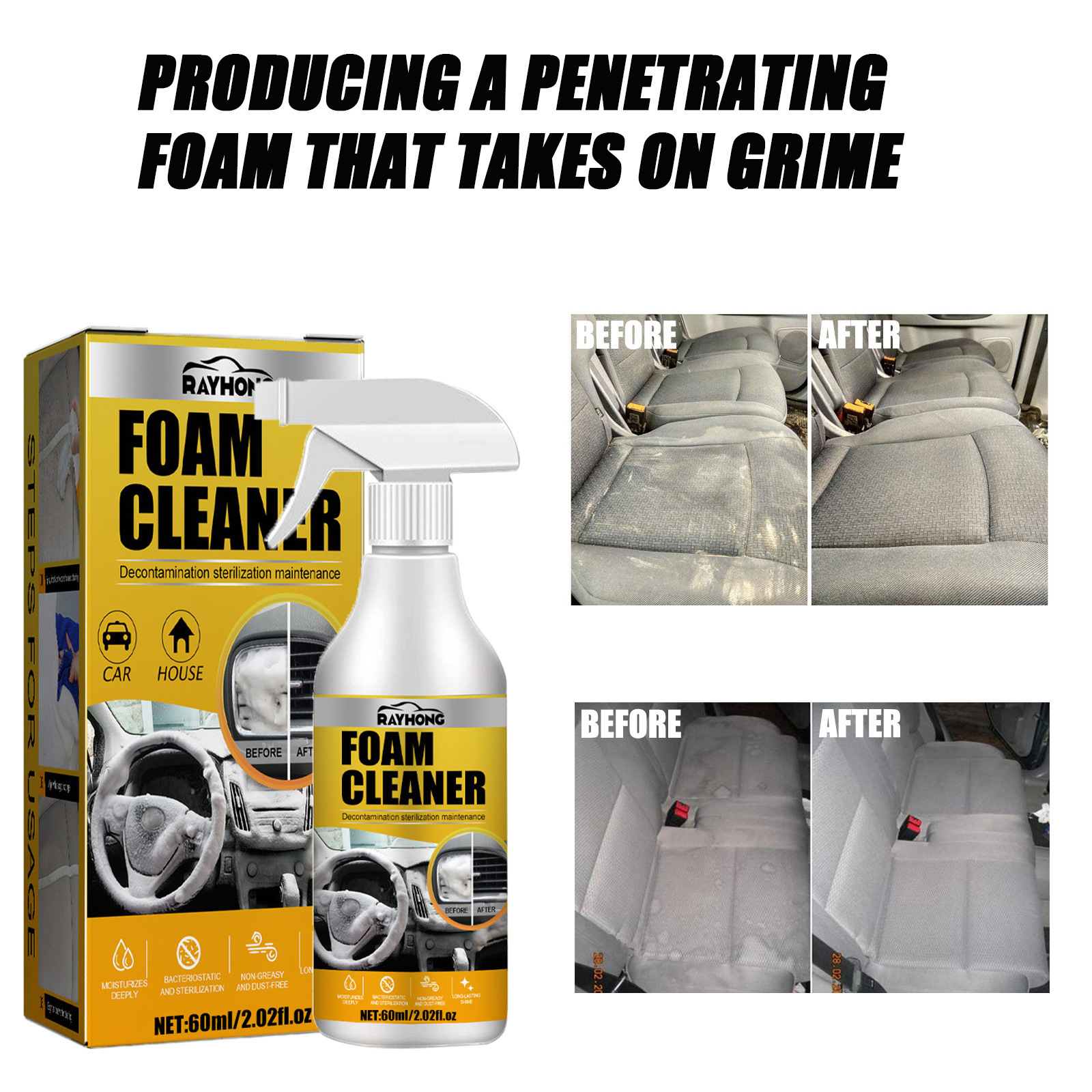 Car Interior Wash-free Decontamination Foamed Cleaner - Image 10
